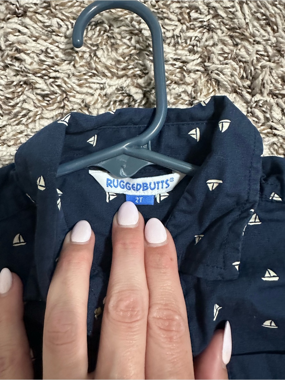 RuggedButts boys navy sailboat button up shirt - Picture 4 of 5